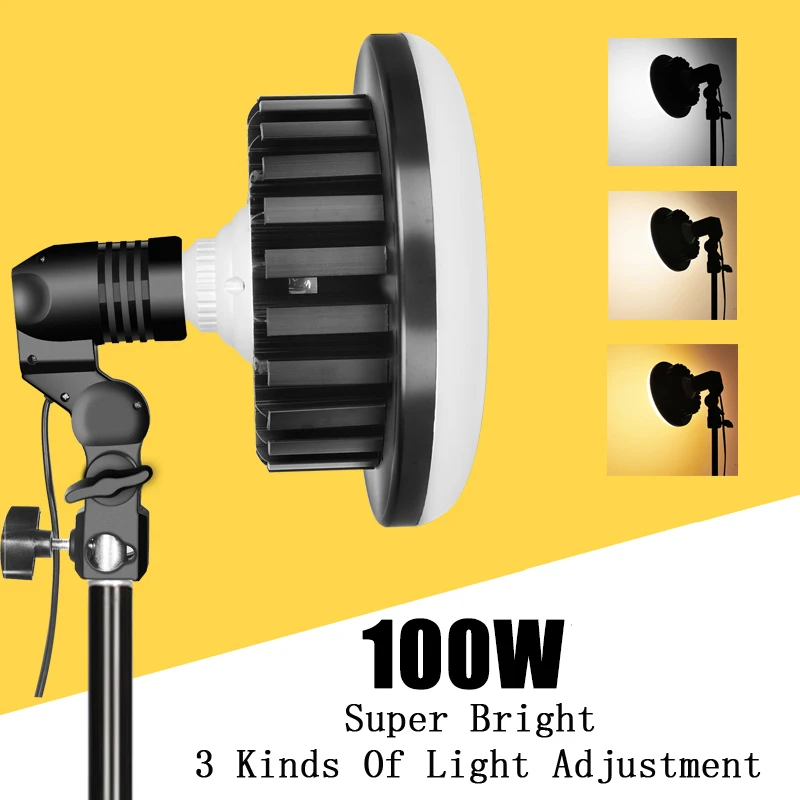 Фотосъемка 220V 100W Светодиодный светильник 3000-5500K CRI 90 с подставкой непрерывный ing