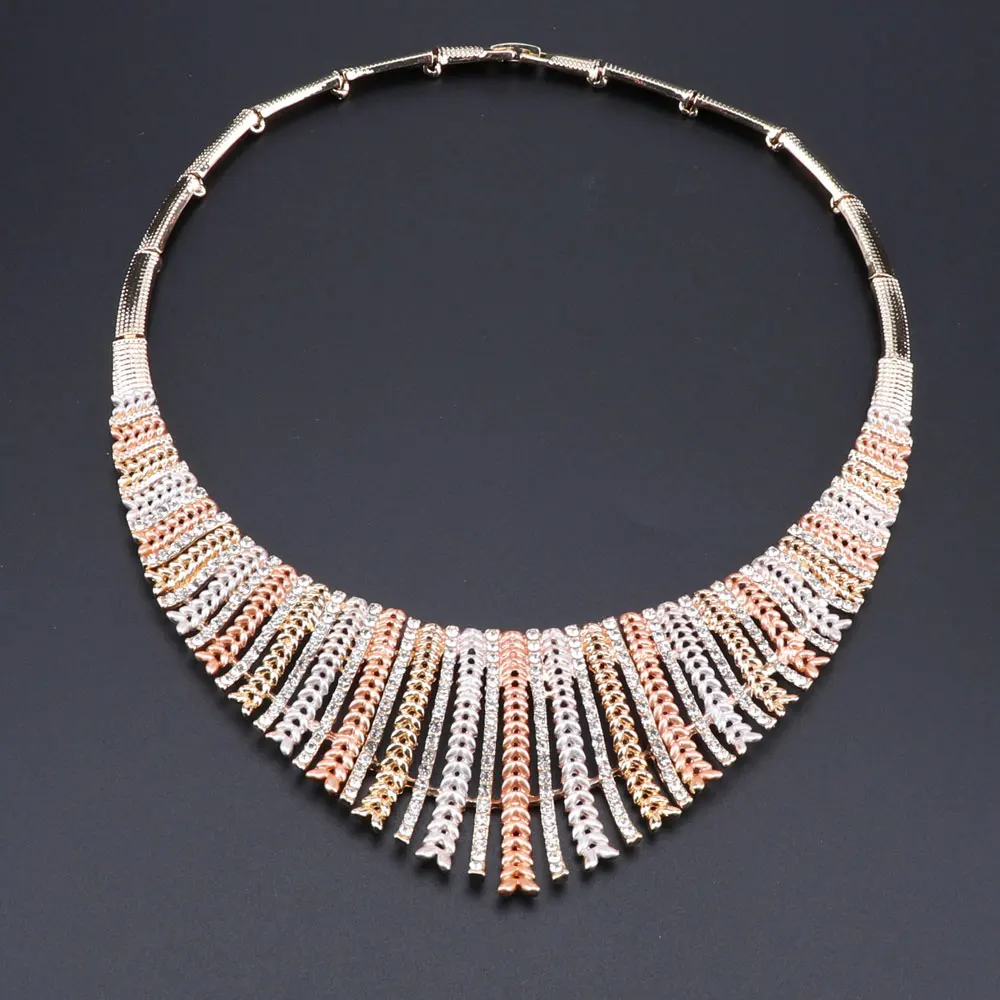 Роскошные женские свадебные ювелирные наборы Африканское ожерелье серьги