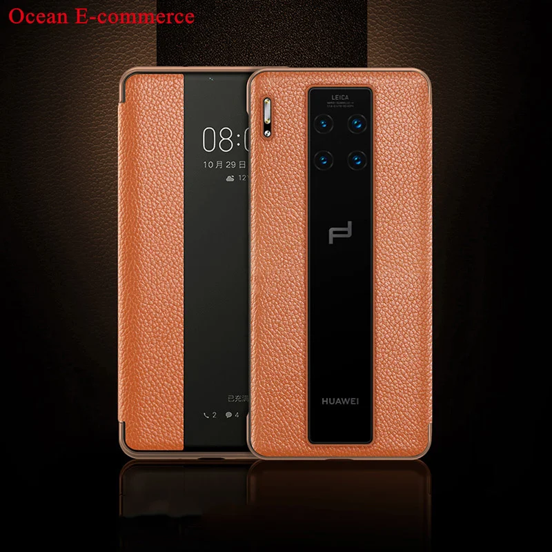 Первый слой из натуральной кожи чехол для Huawei Mate 30 RS Porsche дизайн роскошный бизнес