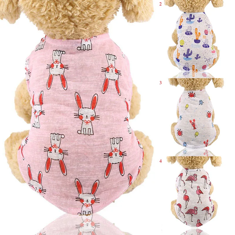

Puppy Dog Clothes Soft Cotton T-shirt Vest Cute Print Cat Pet Dog Clothing Spring Autumn Sleeveless Vests for Small Large Dogs