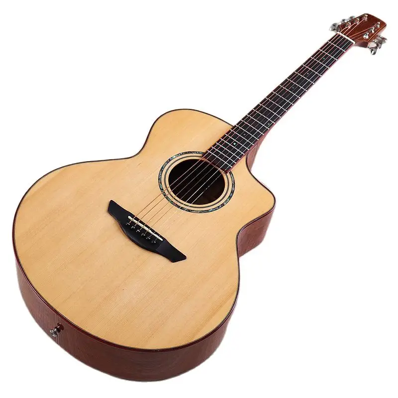 

Акустическая гитара из цельной древесины, 41 дюйм, корпус JF естественного цвета, 6 струн, фольклорная гитара, деревянная гитара, глянцевая с т...