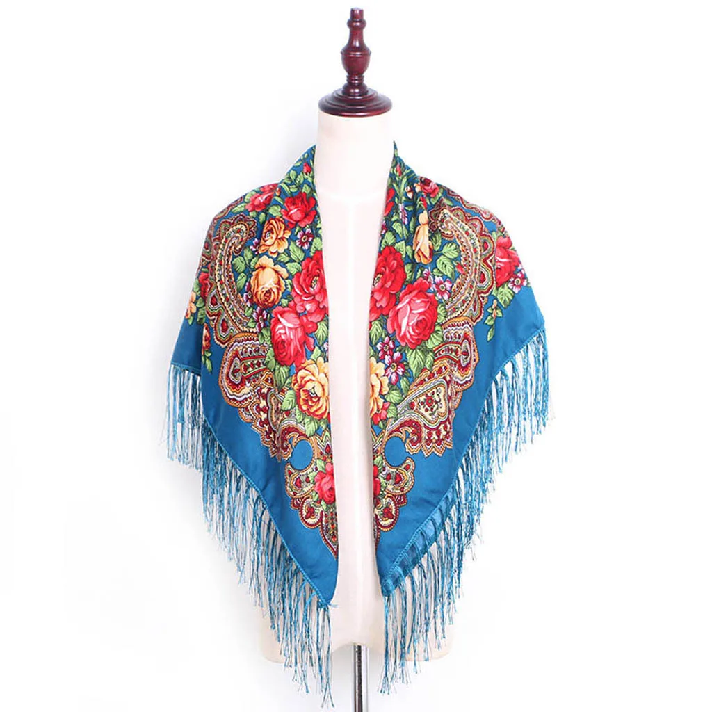 Модные женские туфли в народном стиле индивидуальный шарф с принтом кисточкой