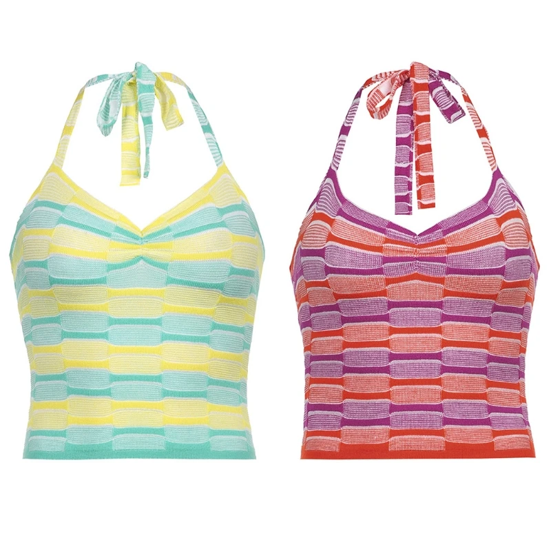 

Y1UC Женская Сексуальная трикотажная кофта контрастных цветов в полоску