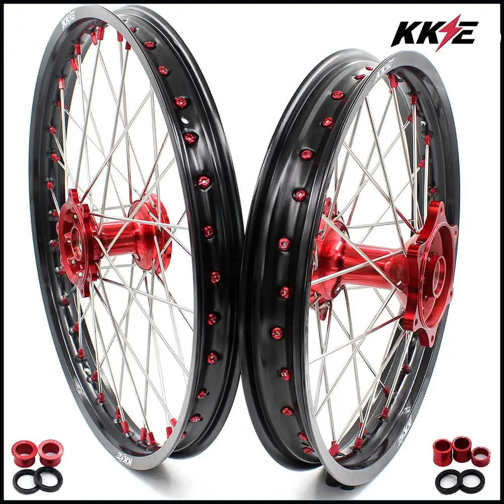 KKE 2 & 19 литые MX колёса для HONDA CR125R CR250R 2002 2013 Красная соска|Колеса| |