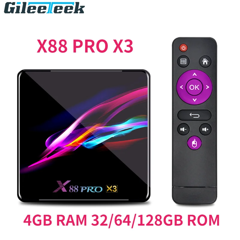 

X88 PRO X3 TV BOX S905X3 Chip Dual-band WIFI Android 9.0 Remote Control 8K 4GB RAM 32/64/128GB ROM HD Network Set-top Box