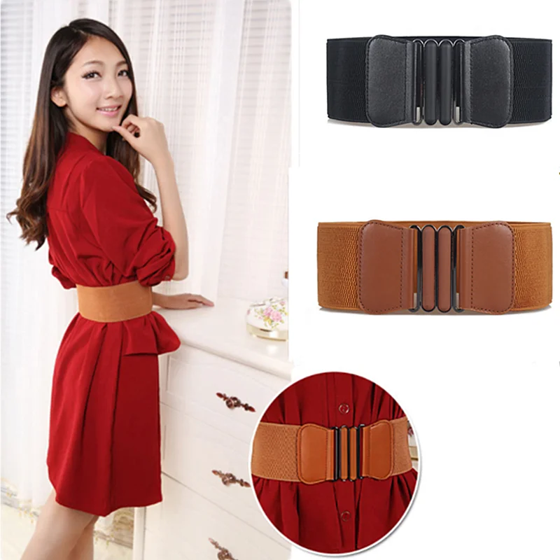 

Fashion Waist Belts Women Fashion Lady Solid Stretch Elastic Wide Belt Dress Adornment For Women Waistband