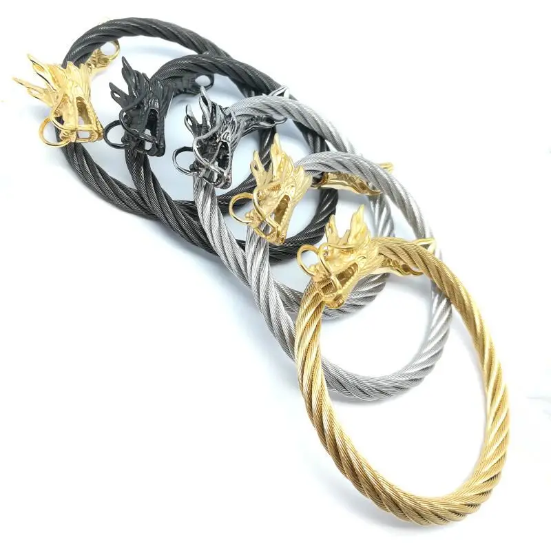 Мужской браслет в стиле панк с открытым покрытием из стальной проволоки унисекс