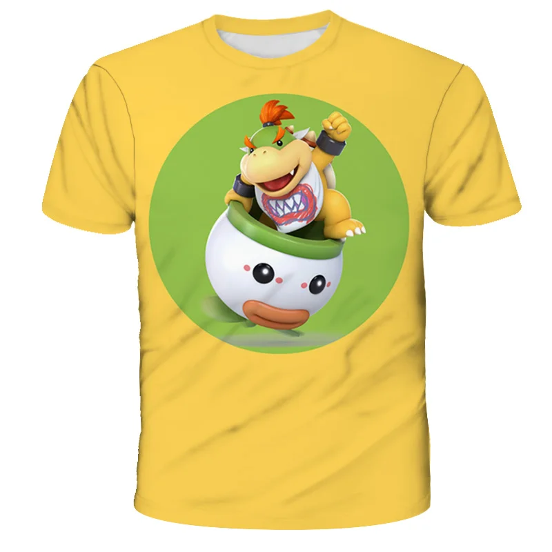 

4-14y Girls T-shirts Princess Cartoon Super Mario 3D Tops For Kids Short Sleeve Boys T-shirts Casual Fashion High-Quality Tops