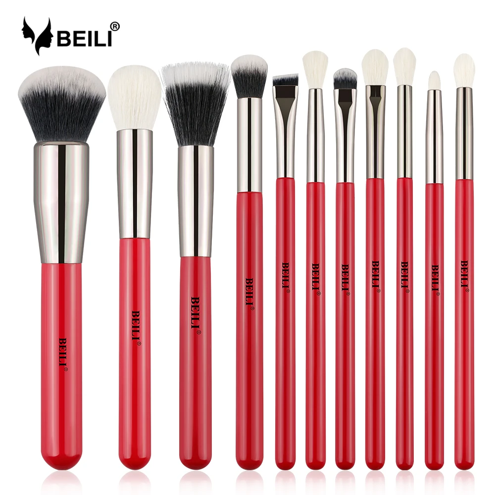 11 шт. набор кистей для макияжа из козьей шерсти|Аппликатор теней век| |