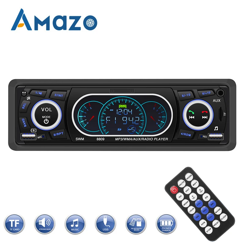 1 Din Bluetooth автомобильное радио FM MP3 плеер AUX аудио выход 12 В TF карта U дисковый ридер