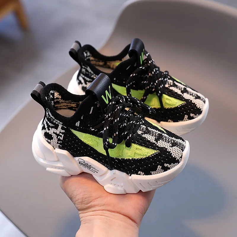 Осенняя детская обувь спортивная для мальчиков и девочек модная дышащая с мягкой