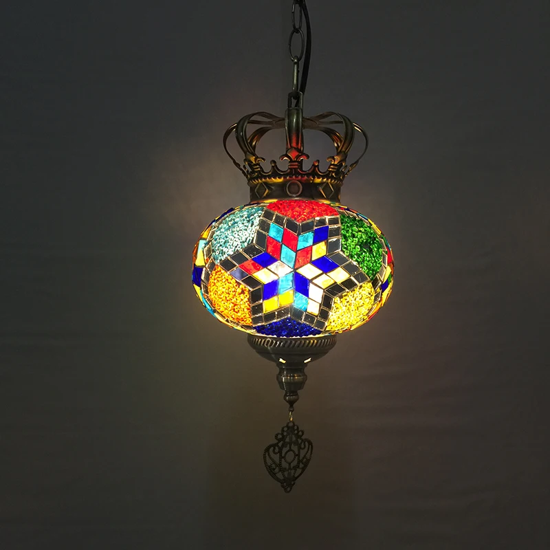 

Diameter 18cm Creative Loft Pendant Light Romantic Bohemian Restaurant Bar Turkish Glass Decorative Pendant Lamp