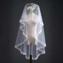 Simple Soft Tulle One-layer Wedding Veil Bridal Waltz Veil 1.5 Meters White Ivory Sequin Applique Wedding Accessories for Women