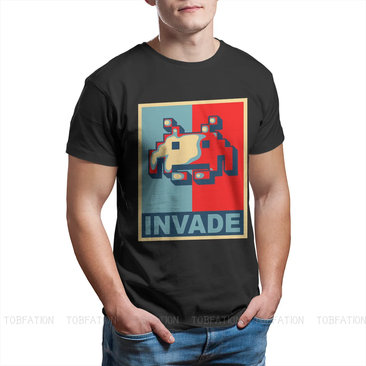 Pixel футболка с изображением инопланетян для мужчин Space Invaders аркадная игра шутер