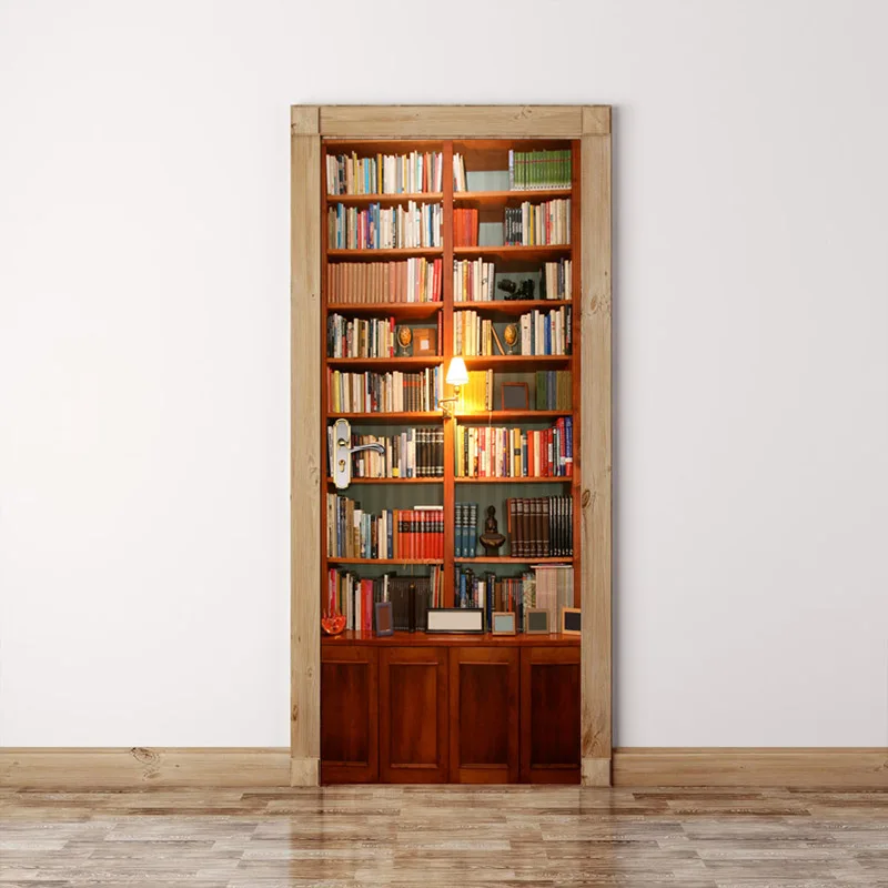 

Door Sticker Universal Imitation Library Wall Stickers Bedroom Decor 3D Stickers Decor