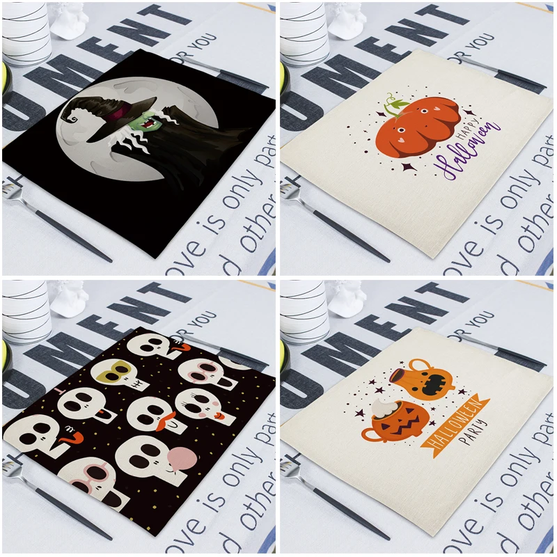 42*32 см льняной коврик для чашек настольные салфетки украшения Хэллоуина