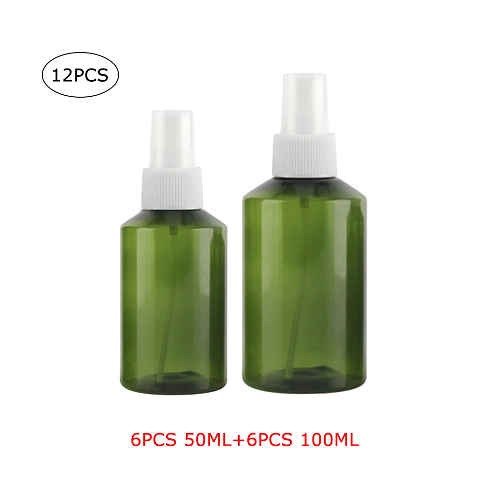 12 шт. 50 мл + 100 спрей бутылки с 2 воронки для косметики парфюма дезинфекции алкоголя