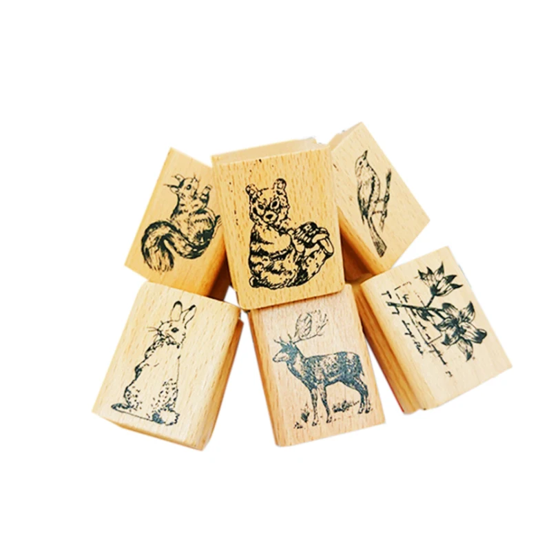 

1pc/pack Lovely Retro forest animals series Wooden Rubber stamps for scrapbooking DIY craft standard stamp