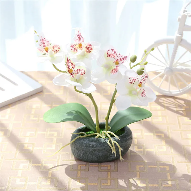 Искусственная Орхидея бабочка растения в горшках шелковое платье с цветочным