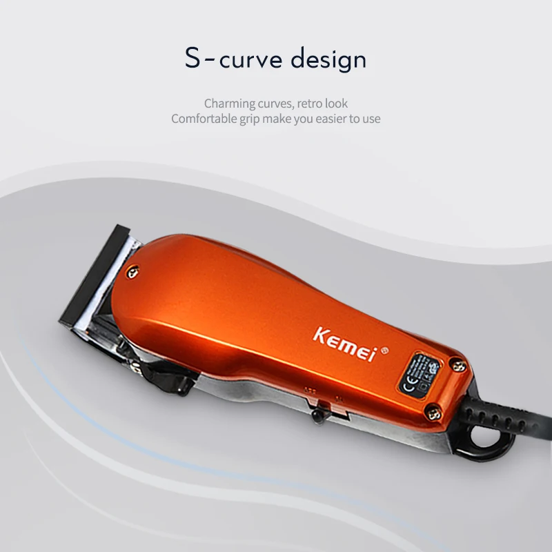 

Kemei Strong Power Electric Clipper Bright Orange Hair Trimmer R-head Design Hair Cutting Machine Professional Barber Tool 43