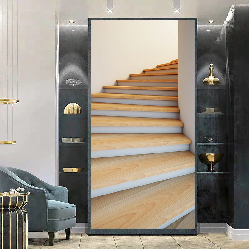 

2pcs/set Simulation Stair Steps Door Art Mural Sticker Home Decor Living Room Corridor Entrance Decorative Painting Wallpaper