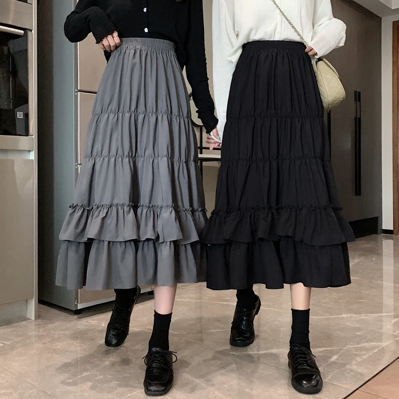 

2021 spring summer autumn new women gothic fashion casual sexy Cake Skirt woman female OL pleated skirts AA106
