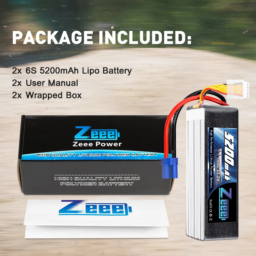 2 блока zeee 222 v 100c 5200mah 6s lipo батарея с разъе