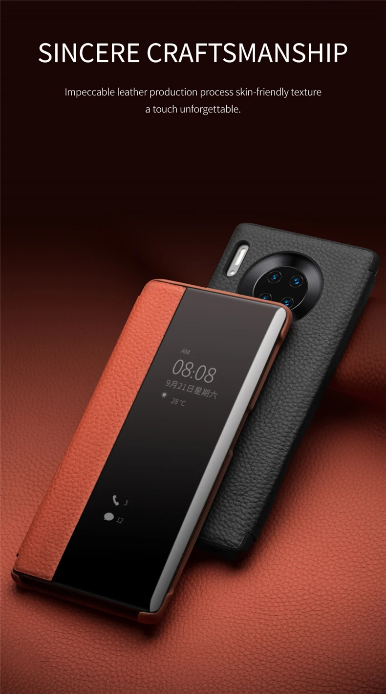 QIALINO Роскошный чехол для телефона из натуральной кожи для huawei P30 Pro Ультра тонкий смарт-чехол для huawei mate 30 Pro