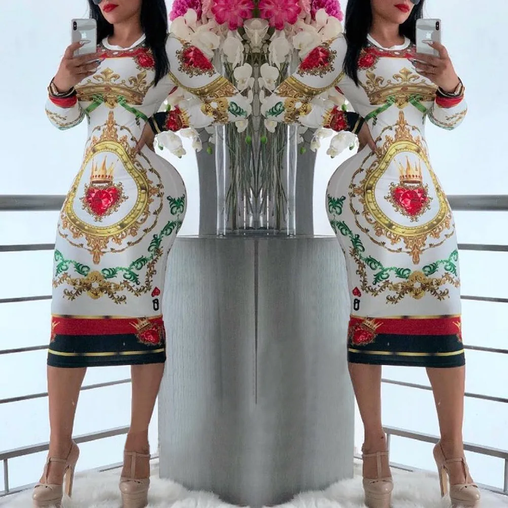 

European and American Women's Poker Face Dress Multicolor