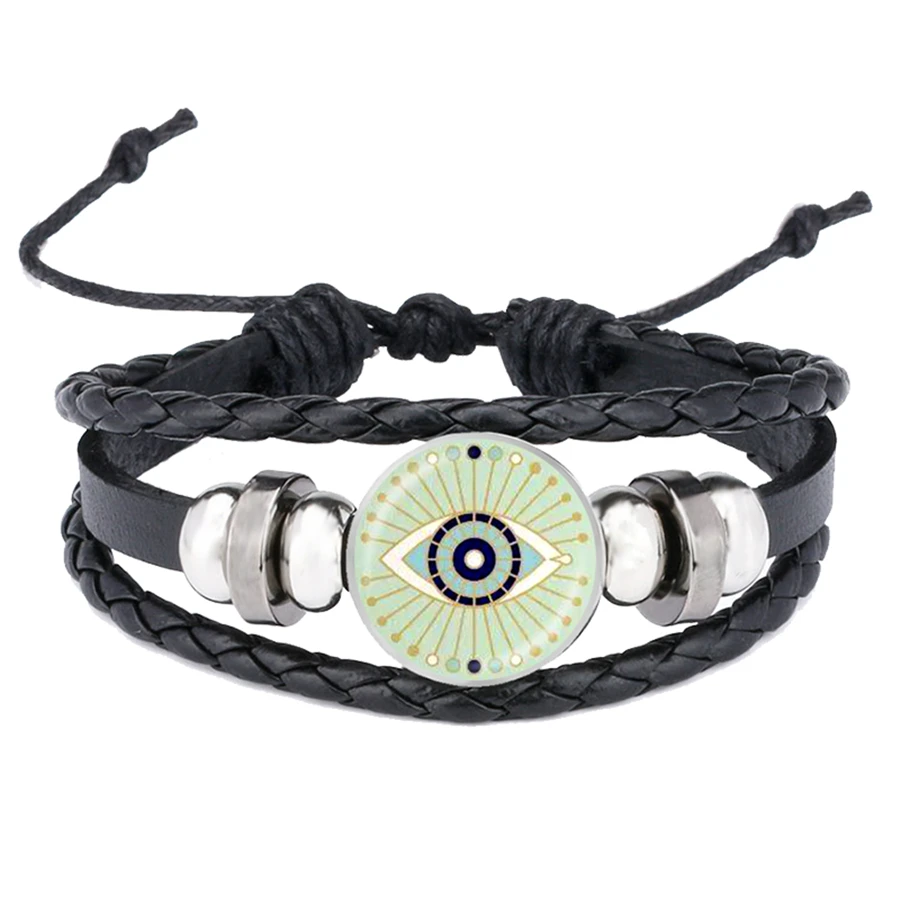 Синие браслеты со сглаза El Protector Ojo Turco Blue Evil Eye мощный защитный кожаный браслет
