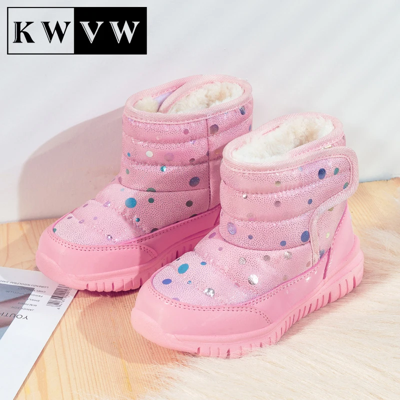 Zapatos de algod&oacute;n puro para ni&ntilde;a, botines informales c&aacute;lidos de terciopelo, botas de nieve antideslizantes suaves y c&oacute;modas para actividades al aire libre, Invierno-0