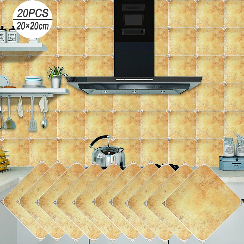 

20Pcs 20cm*20cm Waterproof Wall Tile Stickers Bathroom Kitchen Self-adhesive Terrazzo Wallpaper