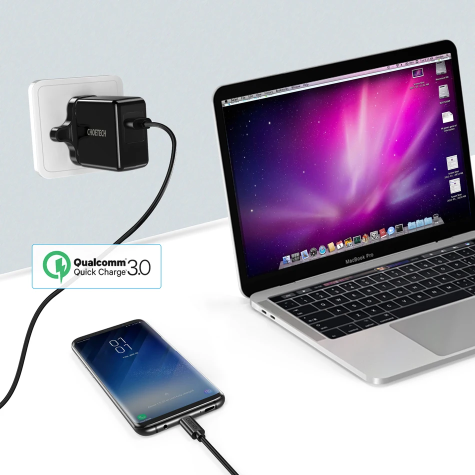 CHOETECH Quick Charge 3 0 18 Вт USB настенное зарядное устройство для samsung Galaxy S9 Plus Note8 iPhone XR XS X 8