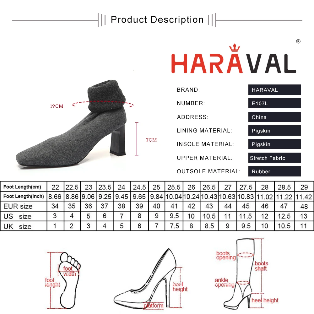 

HARAVAL women Elastic sexy over knee-high boots high heels for lady fashion red black long boots large size 34-41 E107L