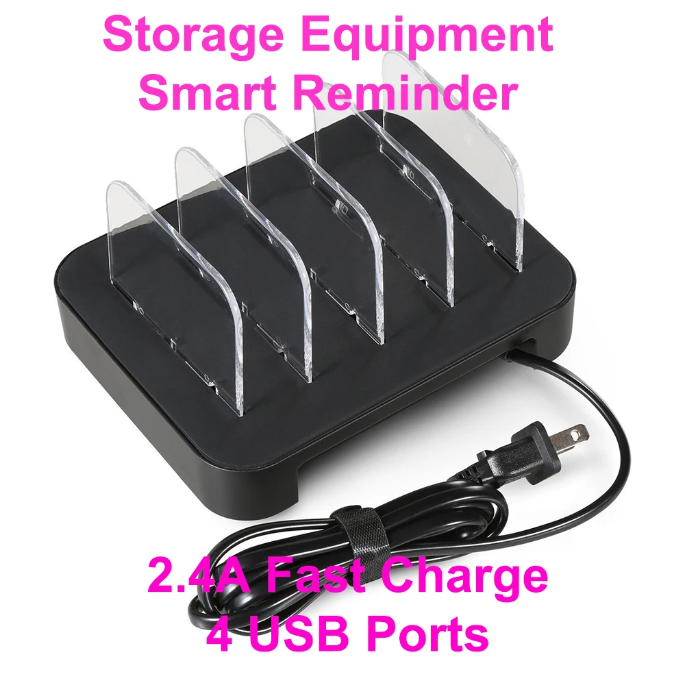 4 USB Смарт Быстрая зарядка многопортовый напоминание 2.4A быстрое зарядное