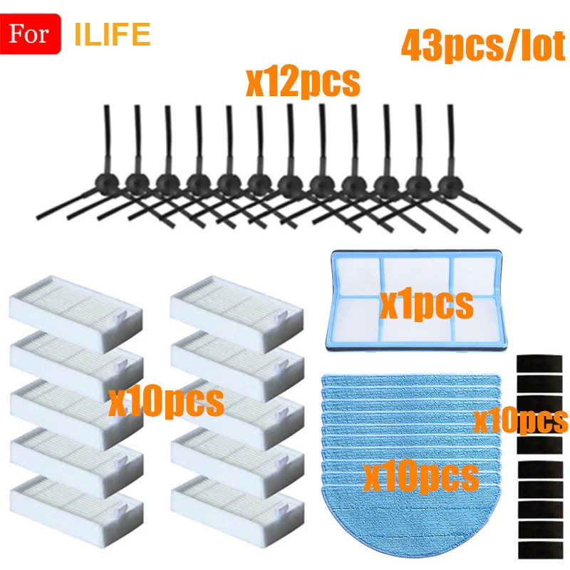 Для пылесоса ILIFE V50 V55 V5 V5s V3 V3s V5 Pro X5 V5s Pro Запчасти для пылесоса боковая щетка Hepa фильтр Швабра ткань пылевой фильтр Волшебная паста