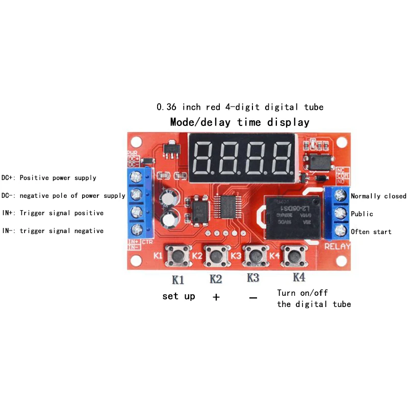 Релейный модуль с регулируемой задержкой времени постоянный ток 5 В 12 24 10 А 32