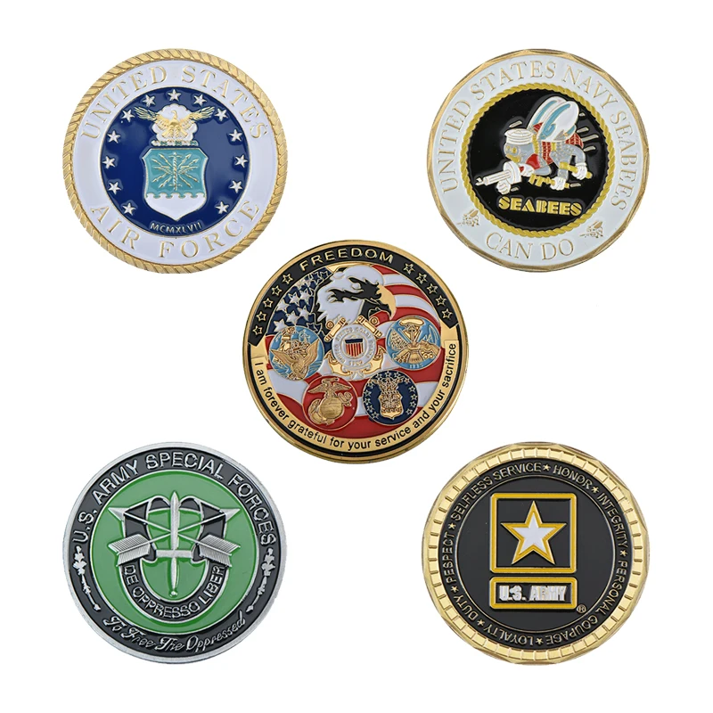 5pcs coins WR США армейские монеты коллекционные рейнджеры ведущий путь Позолоченные копии монет американская монета Реплика подарки, сувениры на день рождения - Цвет: 5pcs coins