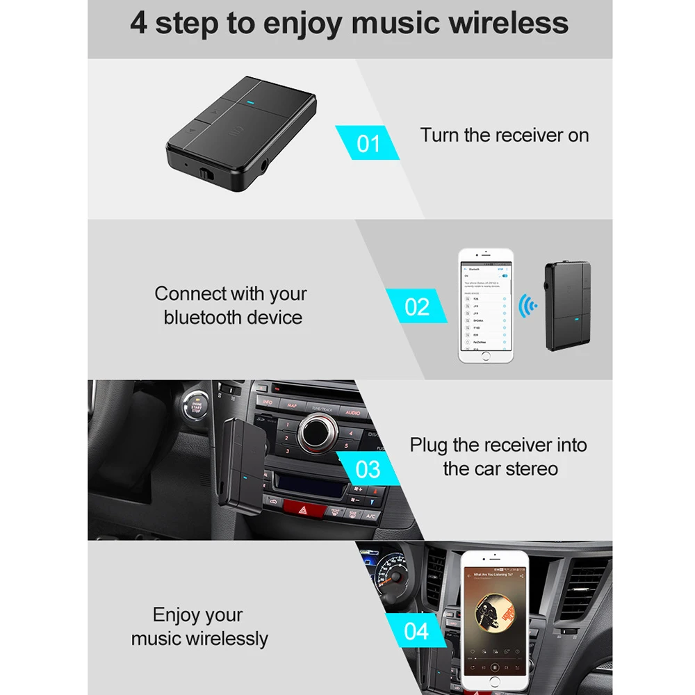 Bluetooth 5 0 адаптер беспроводной приемник передатчик 3 мм HD стерео аудио разъем AUX для