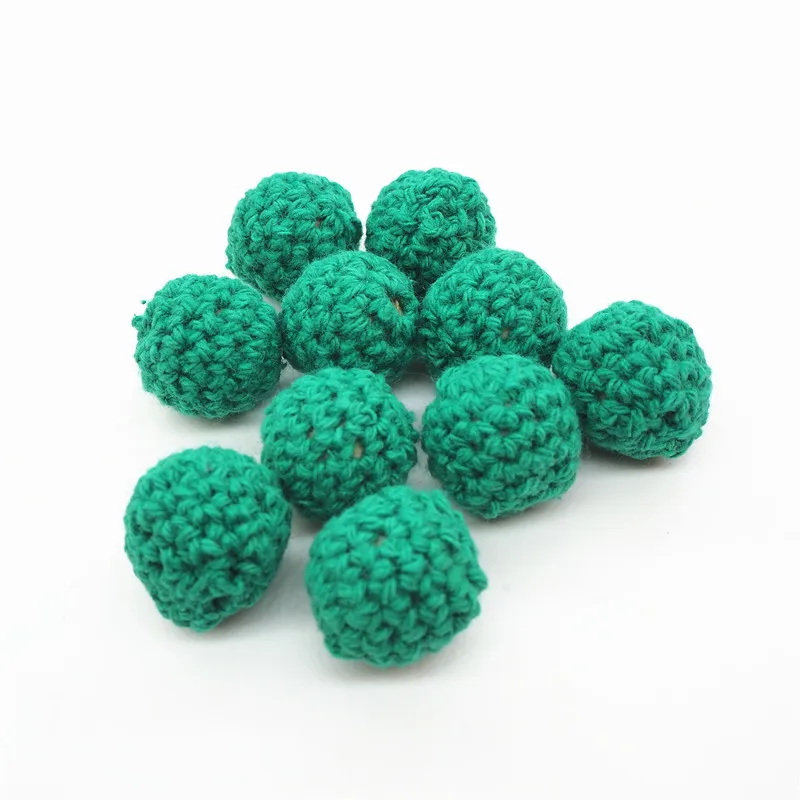 Jade Green Chengkai 50 шт. 16 мм 20 мм Круглый Вязание Хлопок крючком деревянные шарики для DIY украшения Детские украшения Прорезыватель для зубов ожерелье игрушка - Цвет: Jade Green
