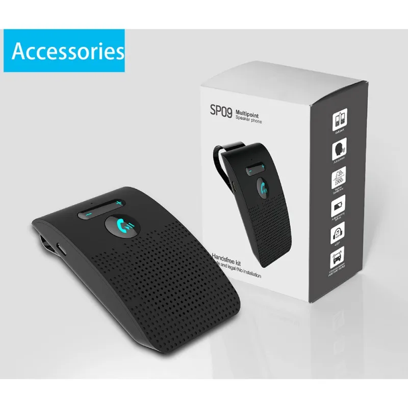Черный Беспроводной автомобильный комплект громкой связи с Bluetooth, динамик, телефон, зонтик, клип, динамик, беспроводная Bluetooth гарнитура, bluetooth плеер - Название цвета: Черный