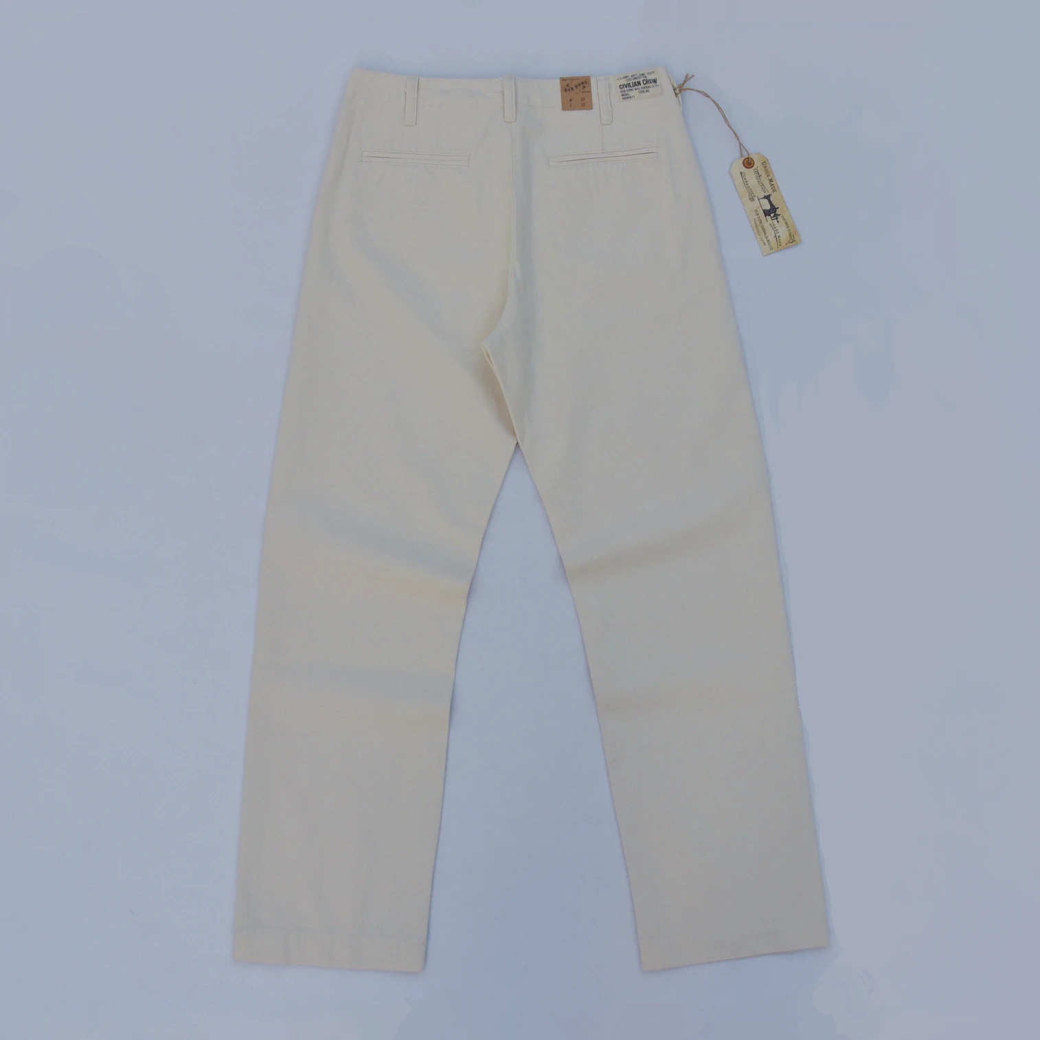 

BOB DONG Cream White HBT Officer Casual Pants Military Style Trousers Loose Fit