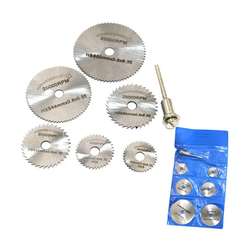 

7pcs/set Mini High Speed Steel Saw Web Circular Rotary Cutting Blade Wheel Discs Mandrel Electric Grinding Accessories RXJB