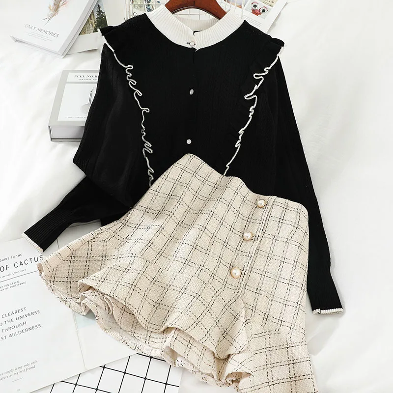 2019 Новая мода Женская одежда свитер из двух частей женский M034 |