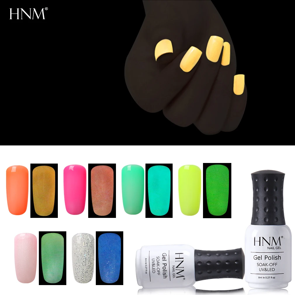 HNM 8 мл ночной светящийся в темноте УФ-гель для ногтей Lucky лак замочить от УФ