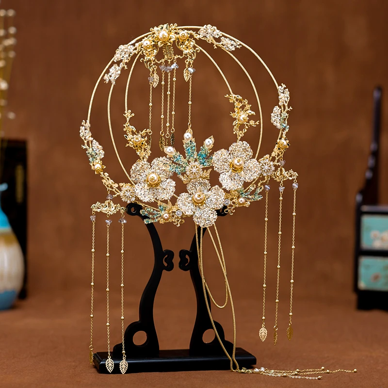 JaneVini роскошный свадебный веер с золотыми кристаллами золотые цветы Бабочка