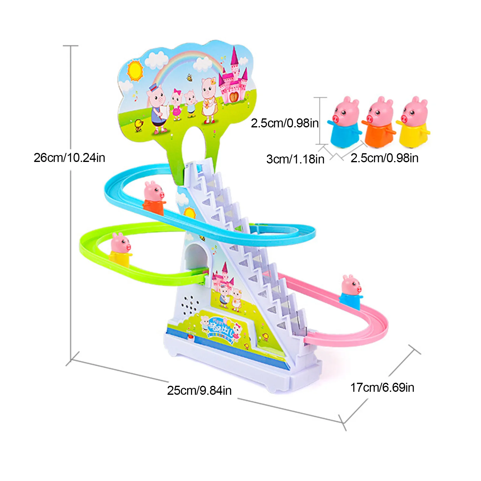 

Toddlers Piglet Race Track Assembly Set With LED Flashing Lights Piggy Interesting And Challenging Educational Gift For Kids