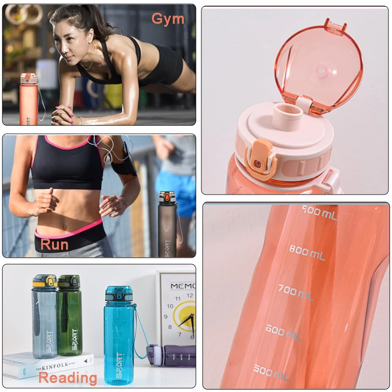 

1Liter Water Bottle BPA Free Portable Drink Bottle Fitness Gym Sport Bottle Large Capacity 1000ML Bicycle Bottle Drinkware