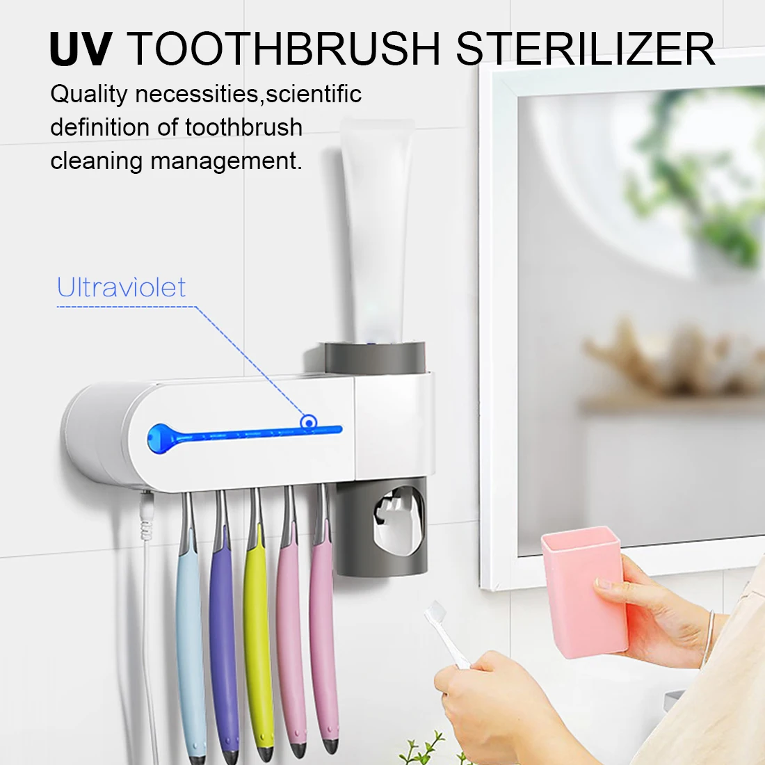 3 in 1 UV Light Ultraviolet Toothbrush Sterilizer Holder Automatic Toothpaste Squeezers Dispenser Bathroom Sets 2020 | Дом и сад