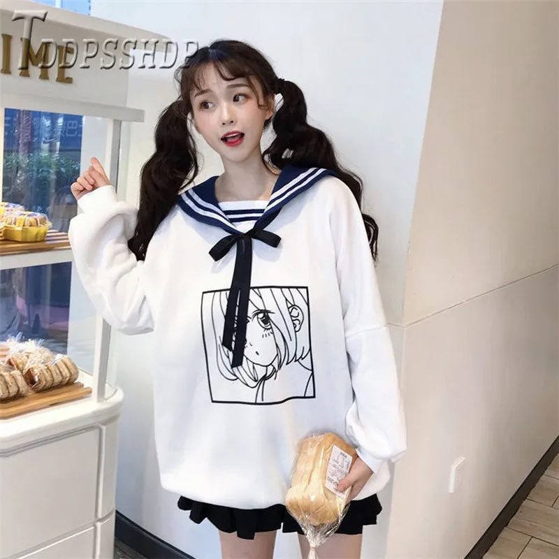 

2019 Autumn Sweet Harajuku Women Sweatshirt Loose Thick Female Sweatshirts